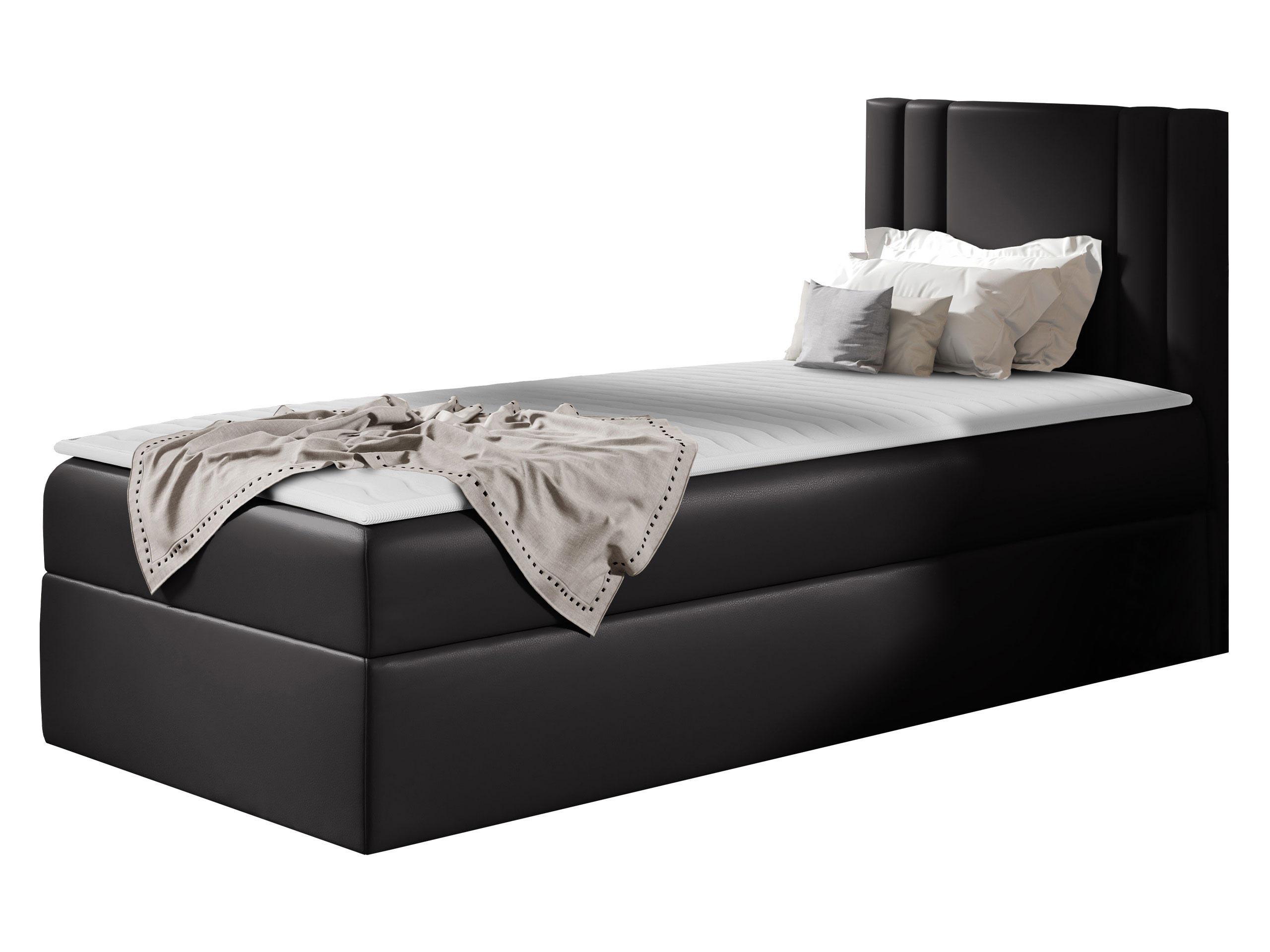 BOXBETT Carmen Mini, Seite zum Öffnen des Bettkastens: Rechts - H3 - Schwarz, Holz (90/200cm) - MIRJAN24