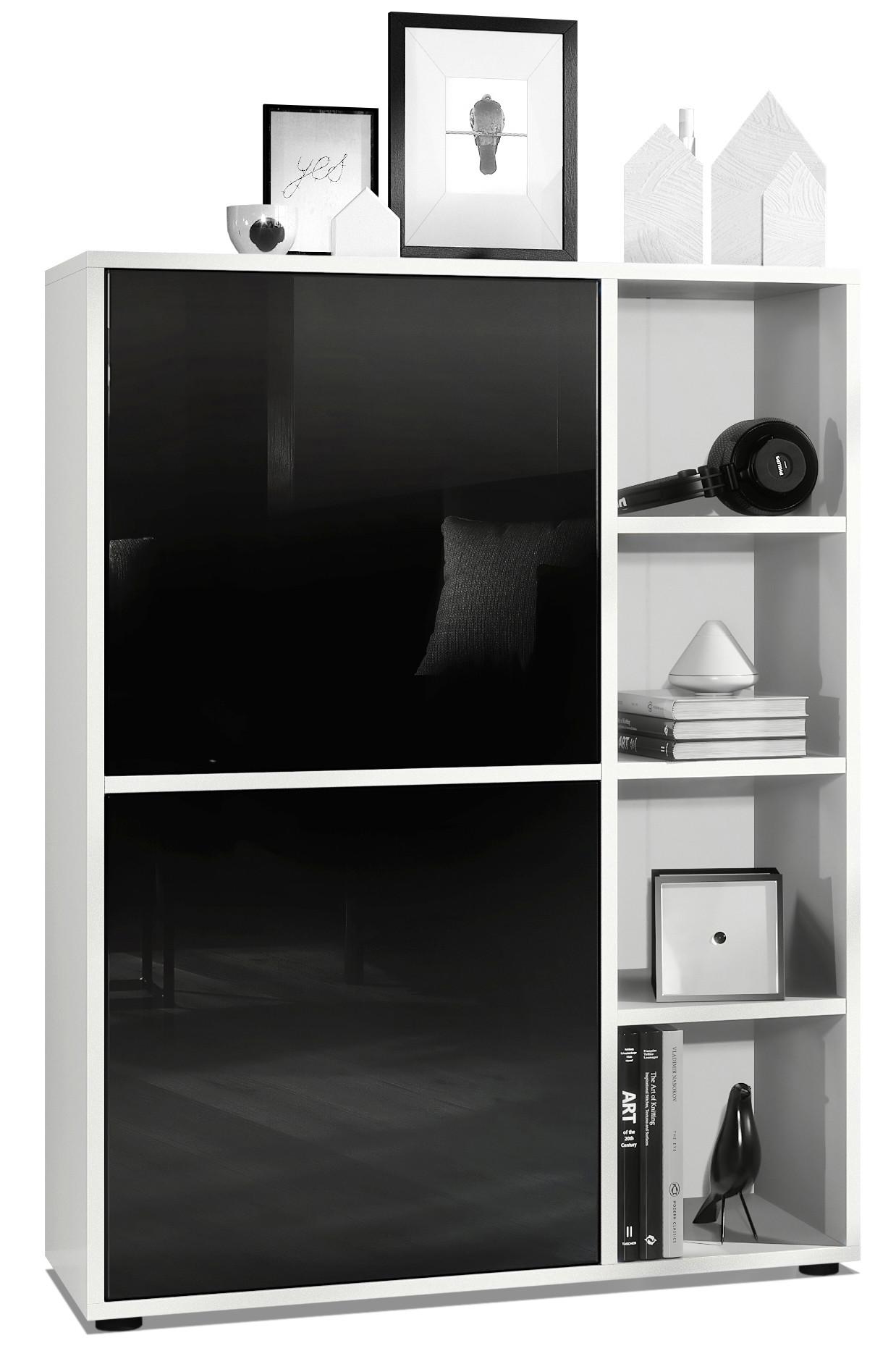 HIGHBOARD Cuba Türen in Schwarz Hochglanz - Schwarz Hochglanz, Holzwerkstoff (79/105.5/35.5cm) - Vladon