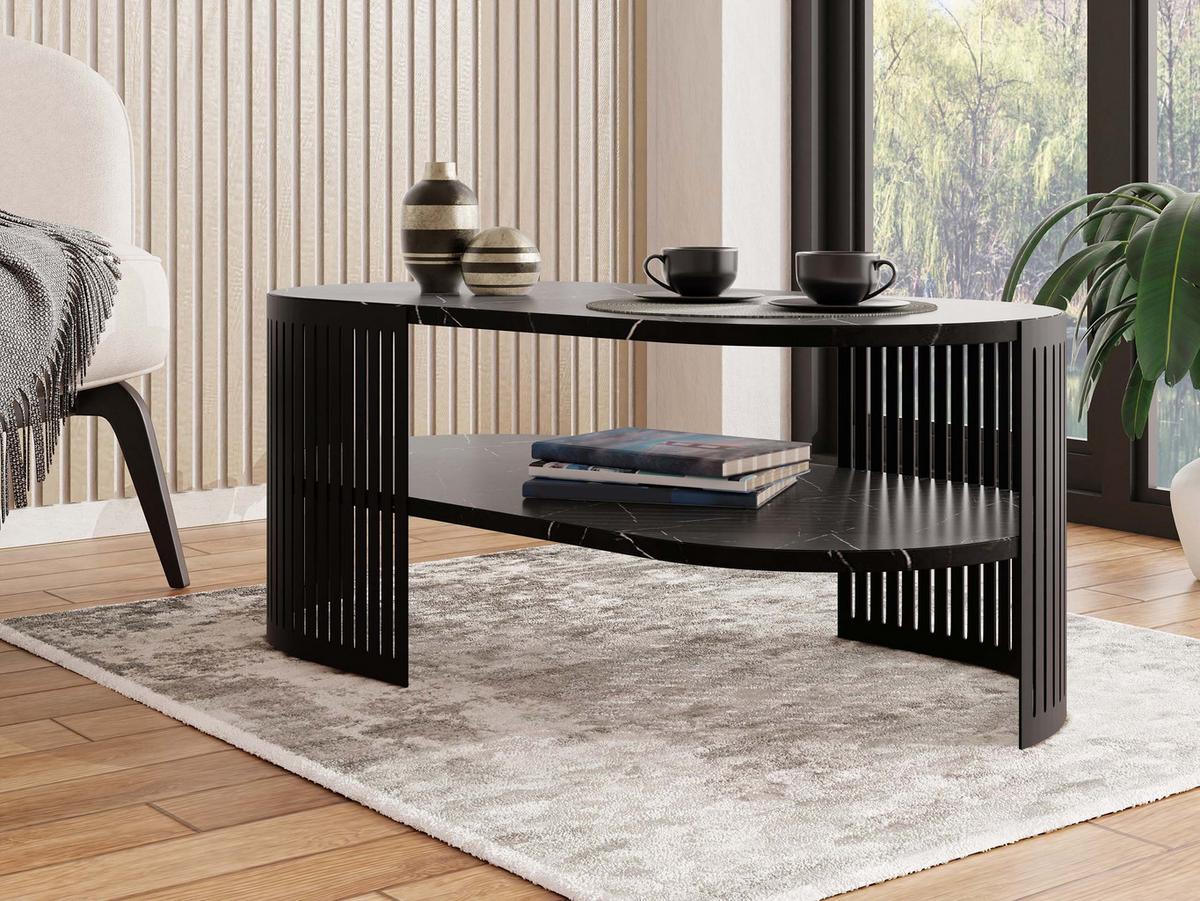 COUCHTISCH Fikoli Oval II - Multicolor/Schwarz, Holzwerkstoff/Metall (100/50/40cm) - MIRJAN24