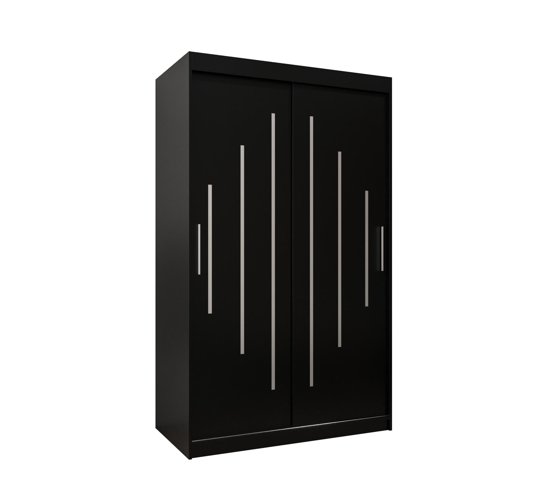 SCHWEBETÜRENSCHRANK 200/120/62 2-türig - Silberfarben/Schwarz, Holz/Kunststoff (120/200/62cm) - Abiks Möbel