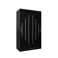 SCHWEBETÜRENSCHRANK 200/120/62 2-türig - Silberfarben/Schwarz, Holz/Kunststoff (120/200/62cm) - Abiks Möbel