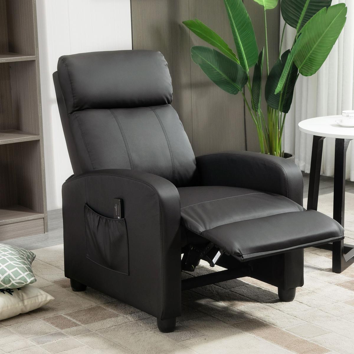 MASSAGESESSEL Kunstleder Schaumstoff Schwarz - Schwarz/Grau, Kunststoff (88/98/68cm) - HOMCOM