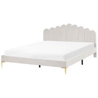 BETT mit Lattenrost 180/200 cm Samtstoff Cremeweiß Sauvian - Creme, Textil (180/200cm) - Beliani