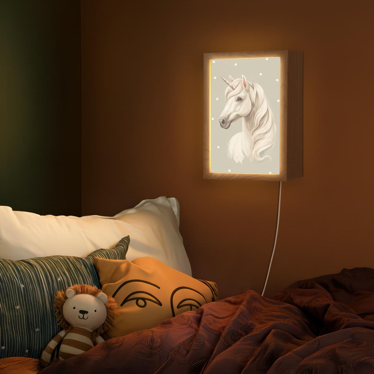 WANDLEUCHTE Einhorn - Weiß - Punkte 20x30 cm - Taupe, Holzwerkstoff (20/30/8cm) - OnlyWow