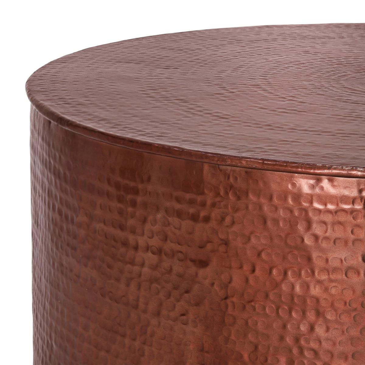 COUCHTISCH rund Ø90x37 cm Kupfer aus Aluminium Hammerschlag Design - Kupferfarben, Metall (90/90/37cm) - WOMO-DESIGN