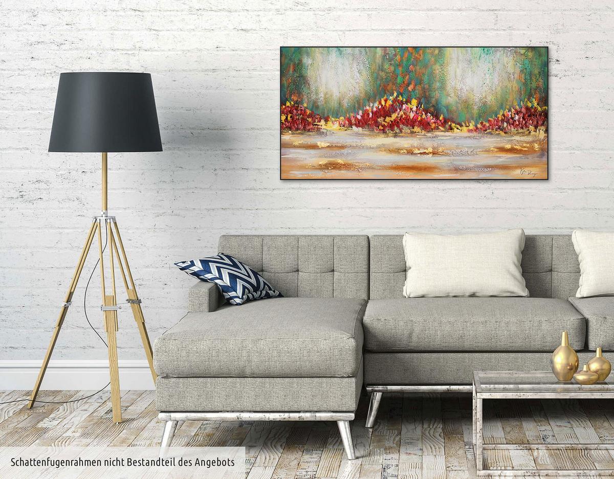 ACRYLBILD HANDGEMALT 120/60 cm - Blau/Rot, Holz/Textil (120/60cm) - KUNSTLOFT