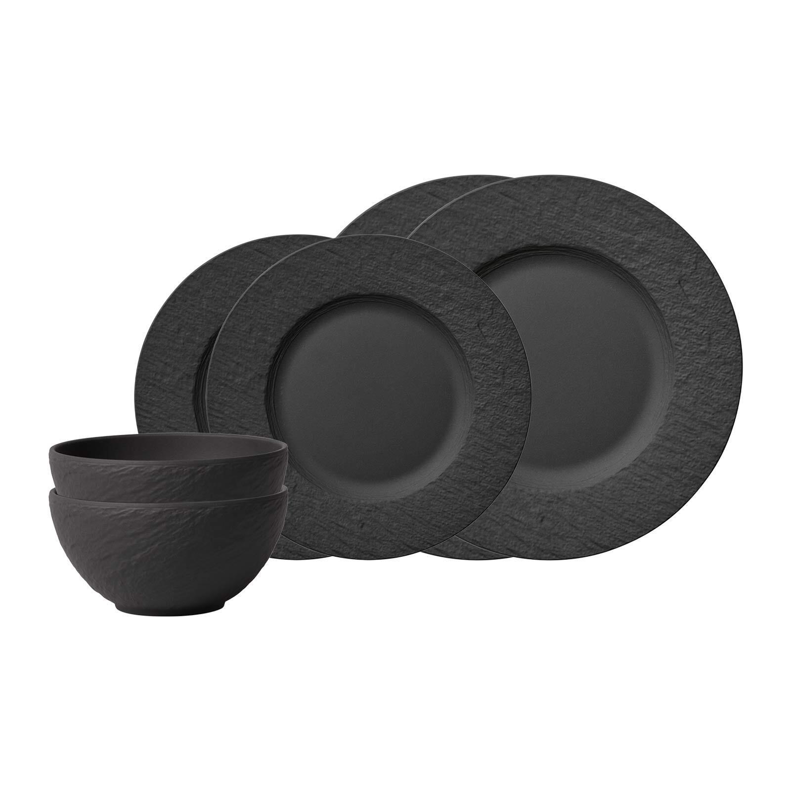 BASIC-SET Manufacture Rock schwarz 6-tlg. - Schwarz, Keramik (2/2/2cm) - Villeroy & Boch