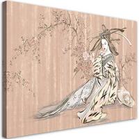 WANDBILD traditioneller japanischer geisha - Orange, Textil (60/40cm) - Feeby