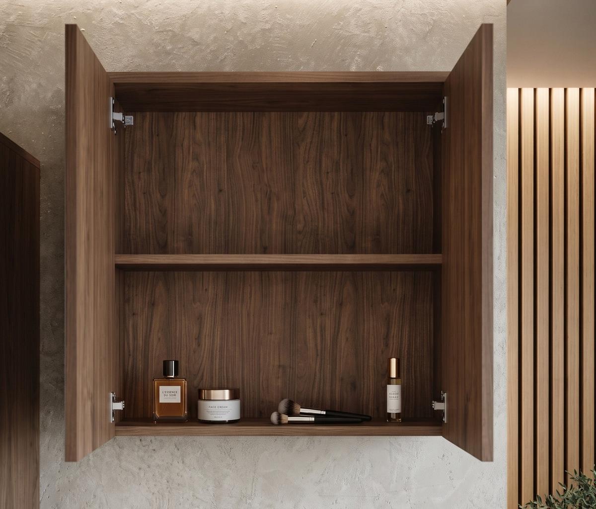 BADMÖBEL-SET Florence 2 Teile Walnuss Braun - 60 x 35 x 51 cm - Eichefarben, Holz (60/47/35cm) - Badplaats