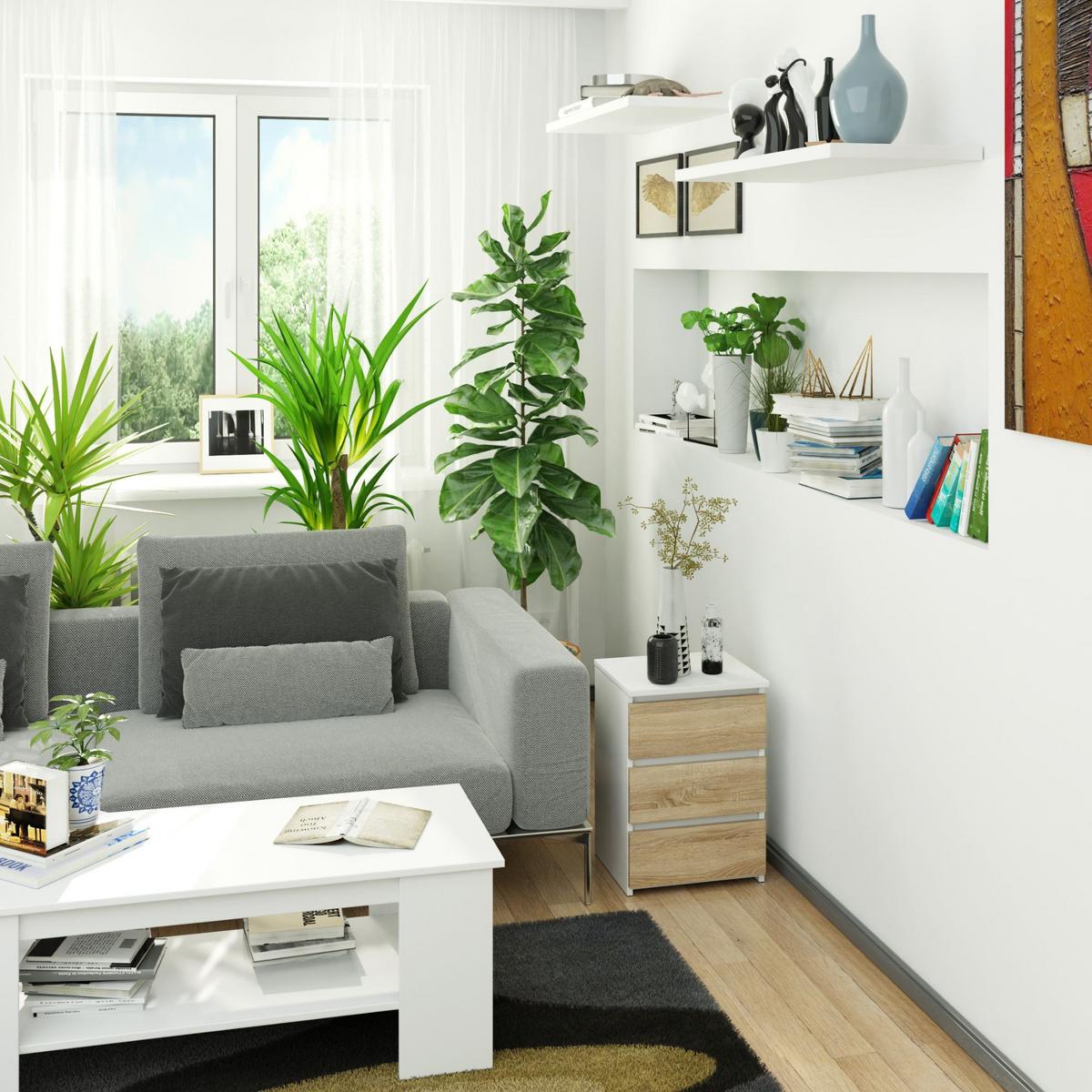 KOMMODE Weiß, Eiche Sonoma 57/40/35 - Weiß, Holzwerkstoff (40/57/35cm) - RAUMHIRSCH FURNITURE