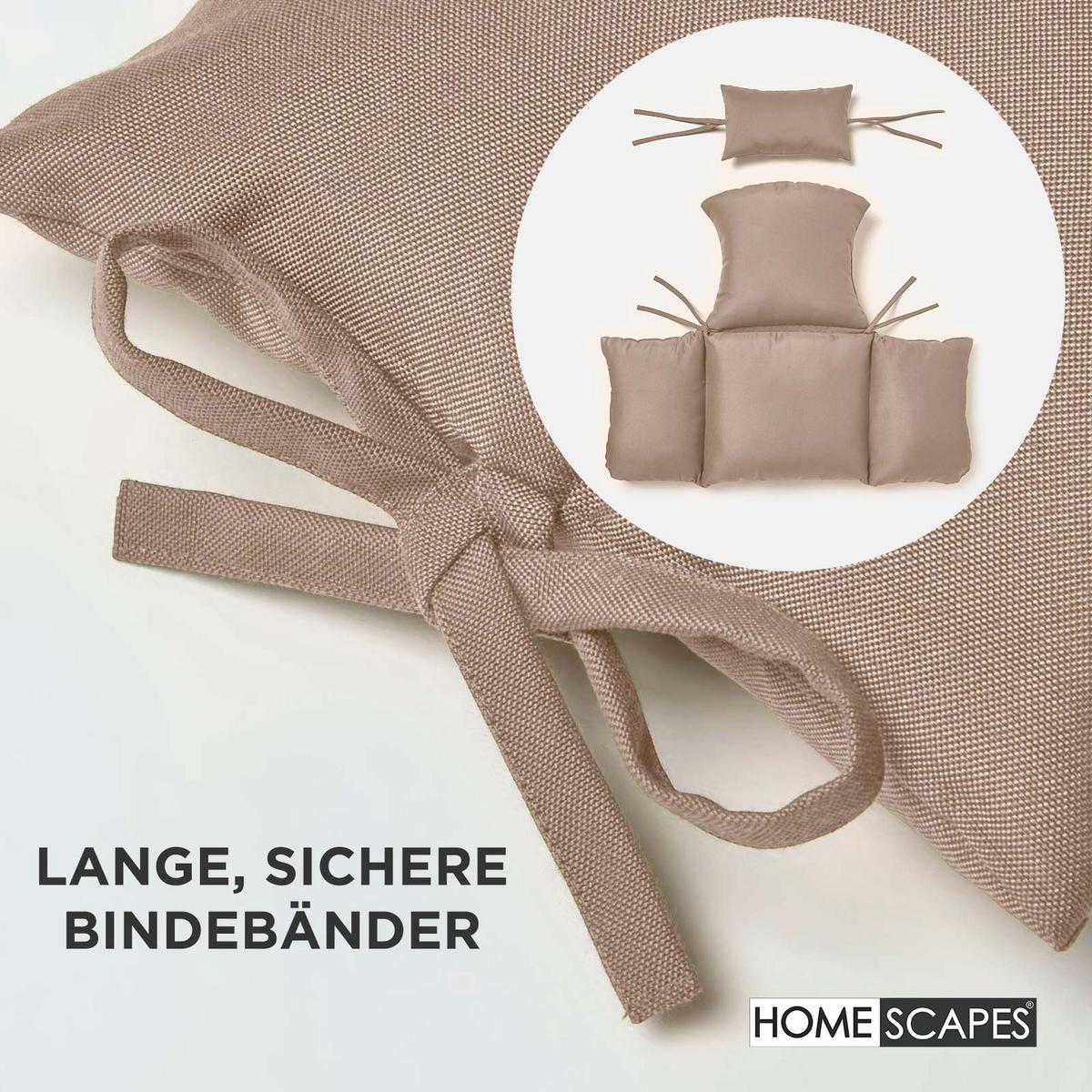 HÄNGESESSEL-KISSEN wetterfest mit Kopfstütze - Beige, Textil (110/15/112cm) - Homescapes