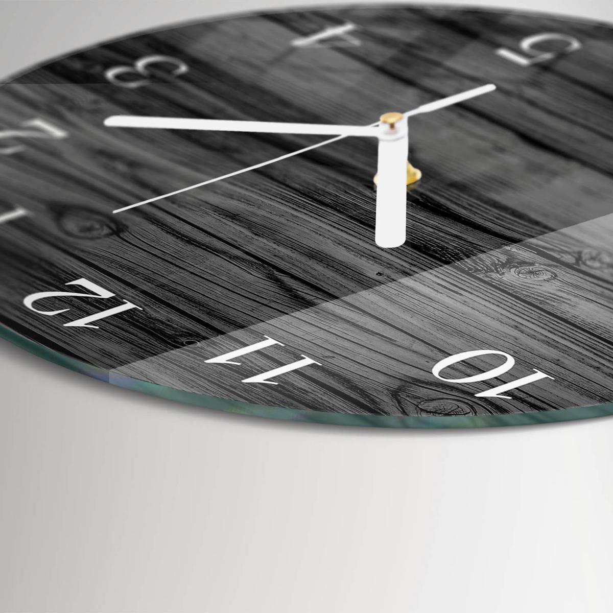 WANDUHR aus Glas Ø30 cm - Holz - Schwarz, Glas (30/30/0.4cm) - TULUP