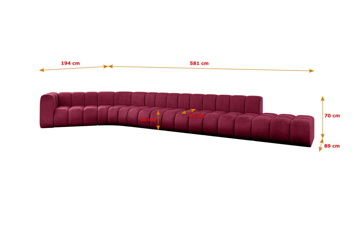 ECKSOFA modulares Sofa Tilmo-L3 - 581x194x70 cm Bordeauxrot - Bordeaux, Holzwerkstoff/Textil (581/194cm) - ALTDECOR