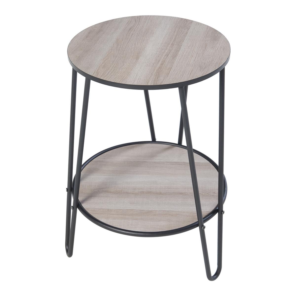 BEISTELLTISCH Ylöjärvi - Eichefarben/Schwarz, Holzwerkstoff/Metall (44/44/61cm) - [en.casa]