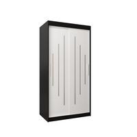 SCHWEBETÜRENSCHRANK 200/100/62 2-türig - Silberfarben/Schwarz, Holz/Kunststoff (100/200/62cm) - Abiks Möbel