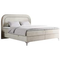 BOXBETT EIRA 180/200 Beige Velvet - H4 - Beige/Silberfarben, Holz/Textil (180/200cm) - MKS