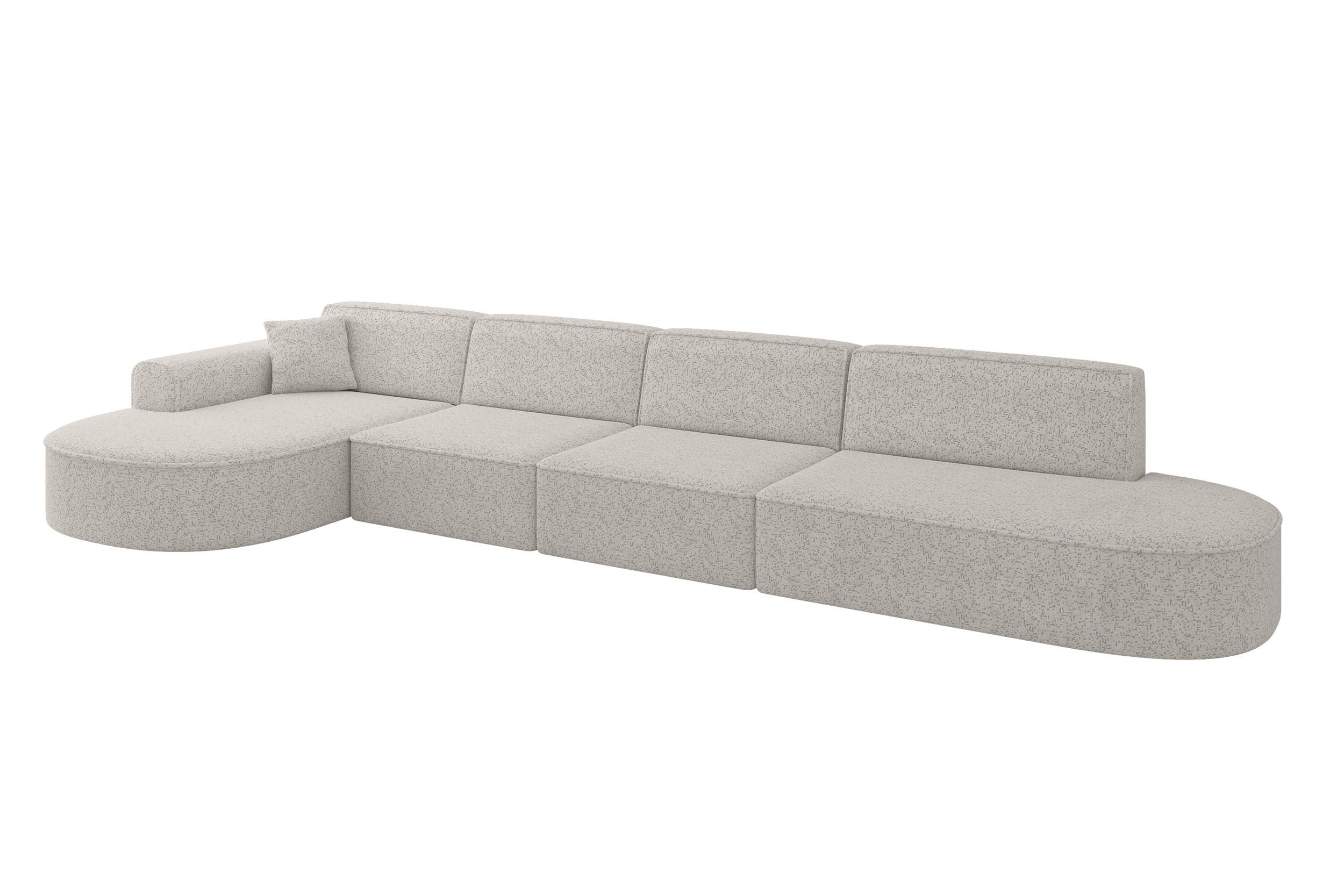 ECKSOFA Ottomane Links MARI-L3 - 413x171x79 cm Hellgrau Tissu - Hellgrau/Schwarz, Holzwerkstoff/Kunststoff (413/171cm) - ALTDECOR