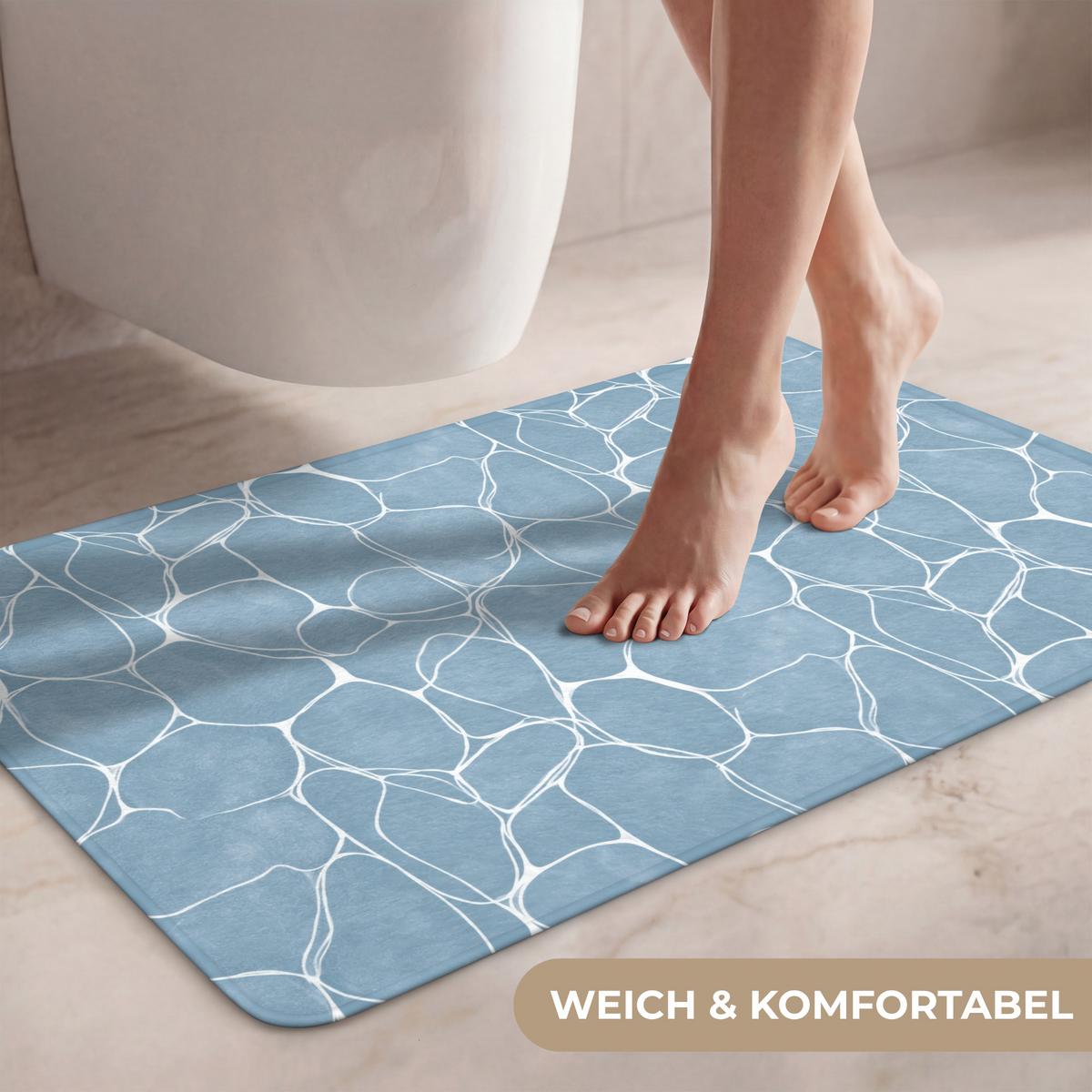 WC-VORLEGER Organisch - Muster - Blau Toilettenteppich 80x50 cm - Hellblau, Textil (80/1cm) - OnlyWow