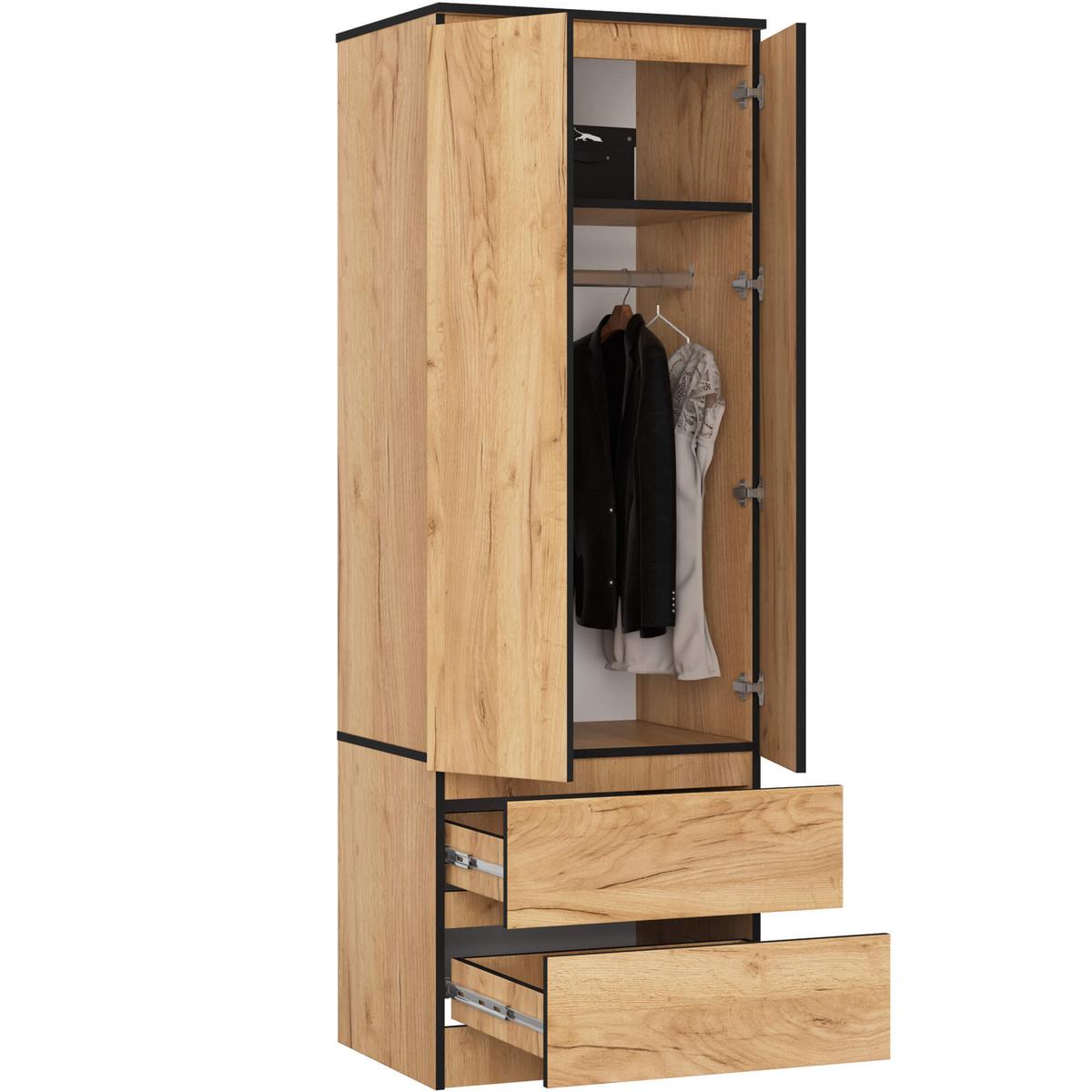 KLEIDERSCHRANK Eiche Craft 180/60/51 - Eiche San Remo, Holzwerkstoff (60/180/51cm) - RAUMHIRSCH FURNITURE