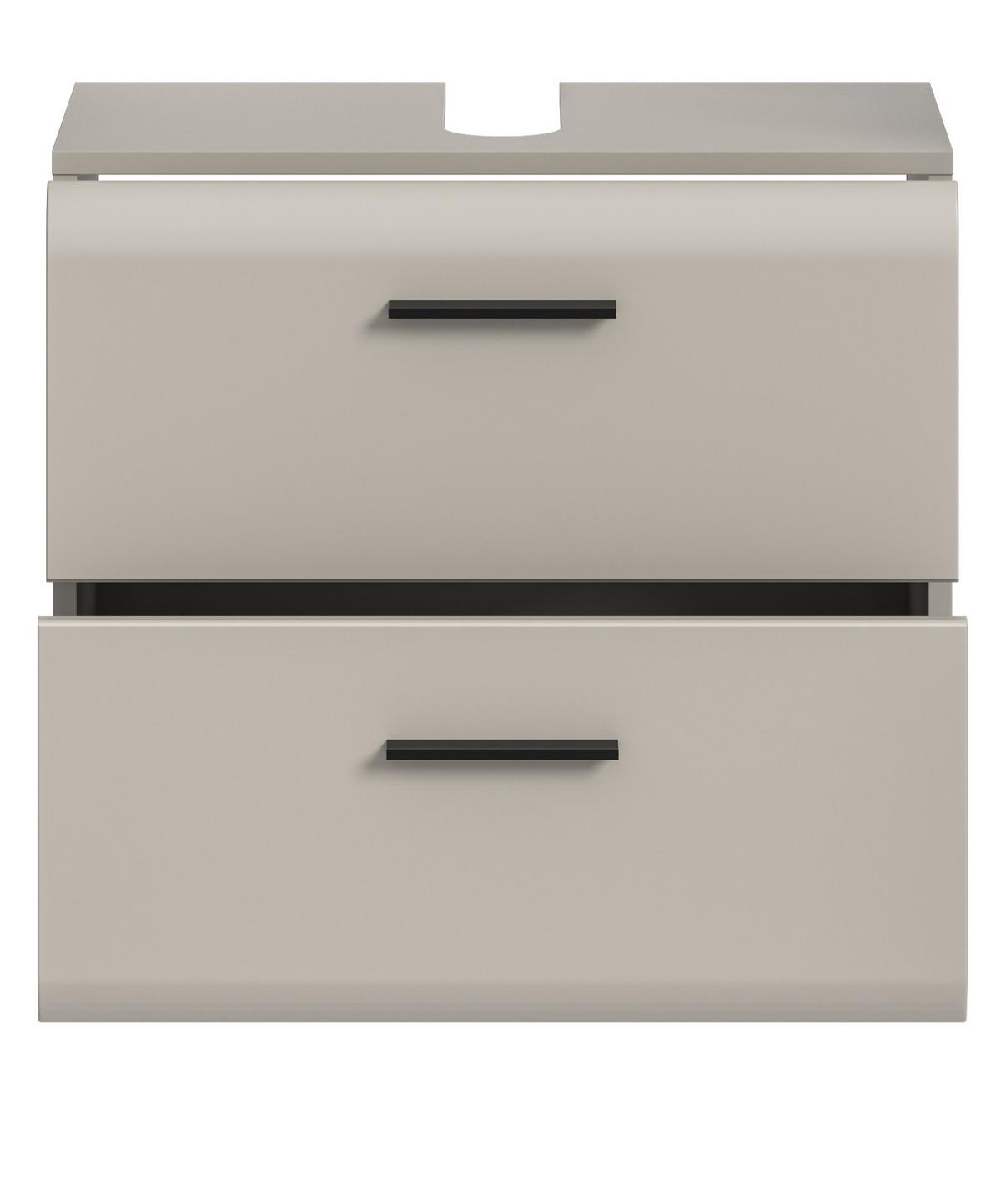 WASCHBECKENUNTERSCHRANK Kaschmir 60 cm, Badschrank mit Vollauszug-Schubladen - Kaschmir/Schwarz, Holzwerkstoff/Kunststoff (60/55/30cm) - Inn.Furn