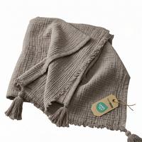 WOHNDECKE Musselin grau mit Quasten - Grau, Textil (127/180cm) - Homescapes