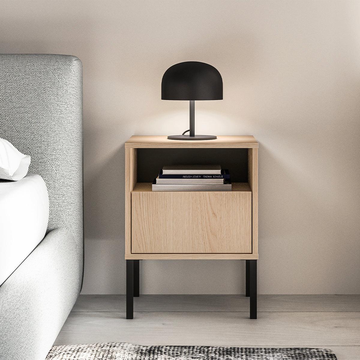 NACHTTISCH Paige Holz und Schwarz - Braun, Holzwerkstoff (40/53/34cm) - Petits-meubles
