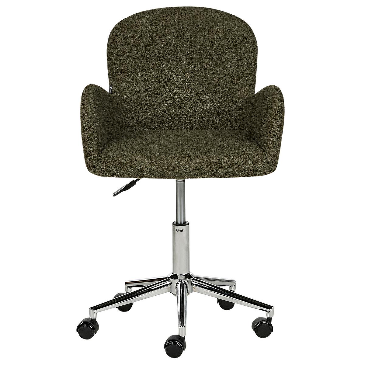 BÜROSTUHL Bouclé Dunkelgrün Priddy - Silberfarben/Grün, Textil (60/79/60cm) - Beliani