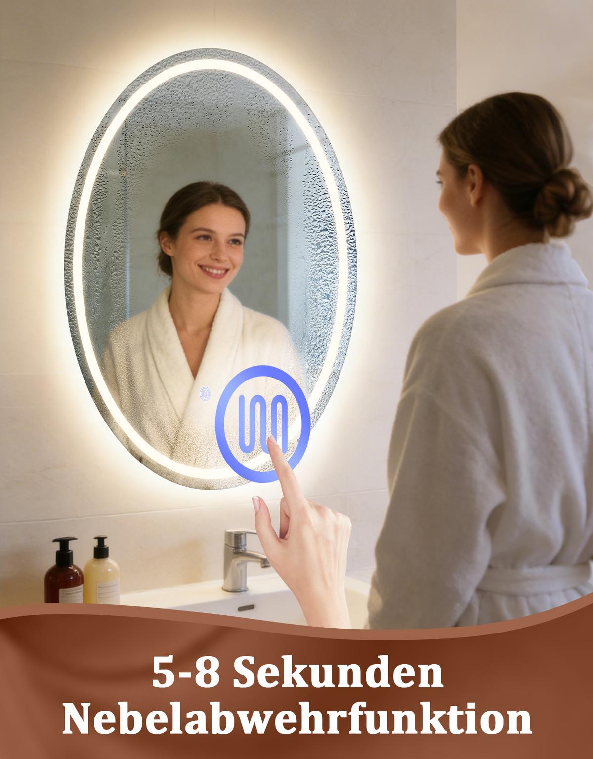 BADSPIEGEL mit Beleuchtung Laryn 3/60/80 cm - Weiß, Glas (60/80/3cm) - ZMH