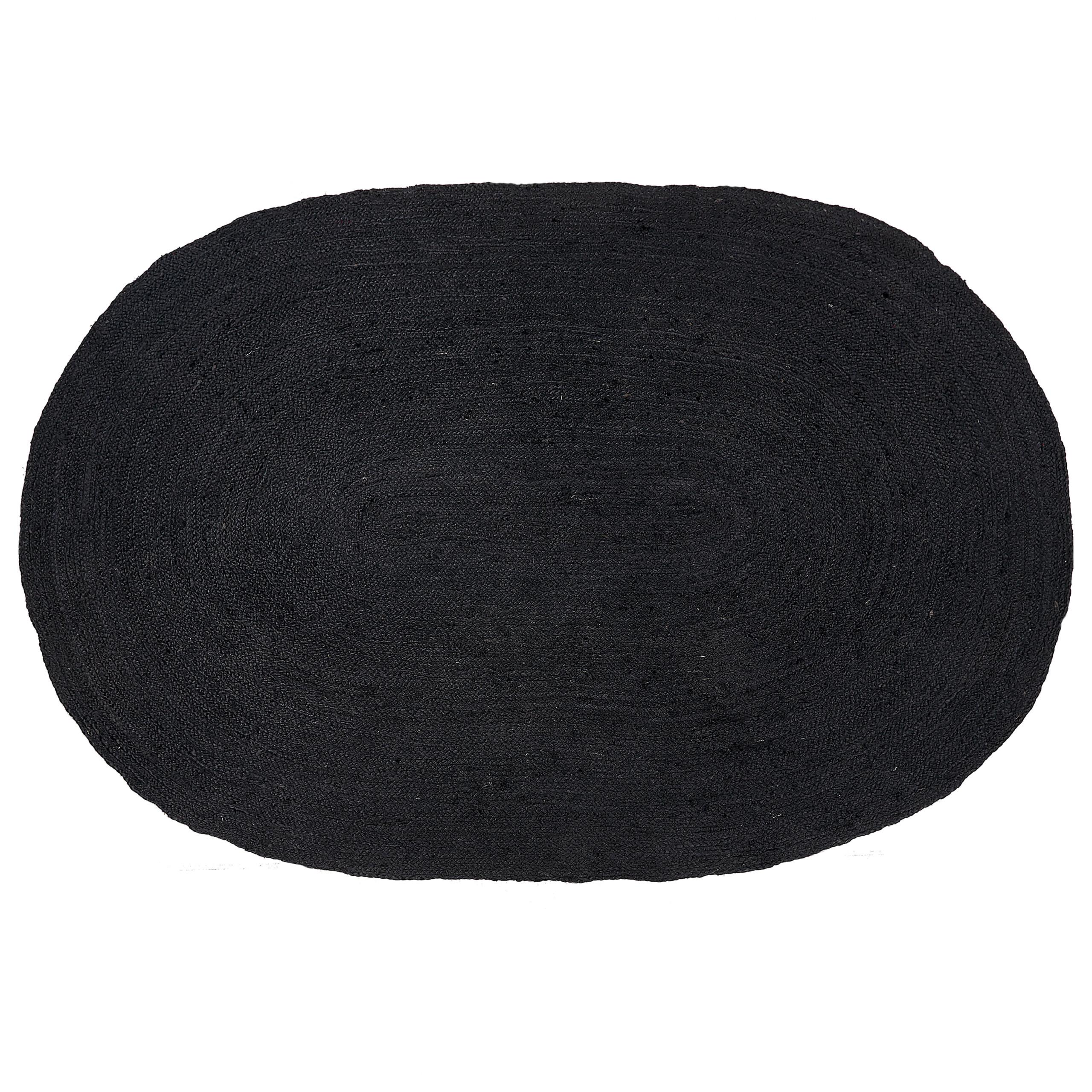KURZFLOR-TEPPICH Schwarz 160/230 cm Demirci - Schwarz, Naturmaterialien (160/230cm) - Beliani