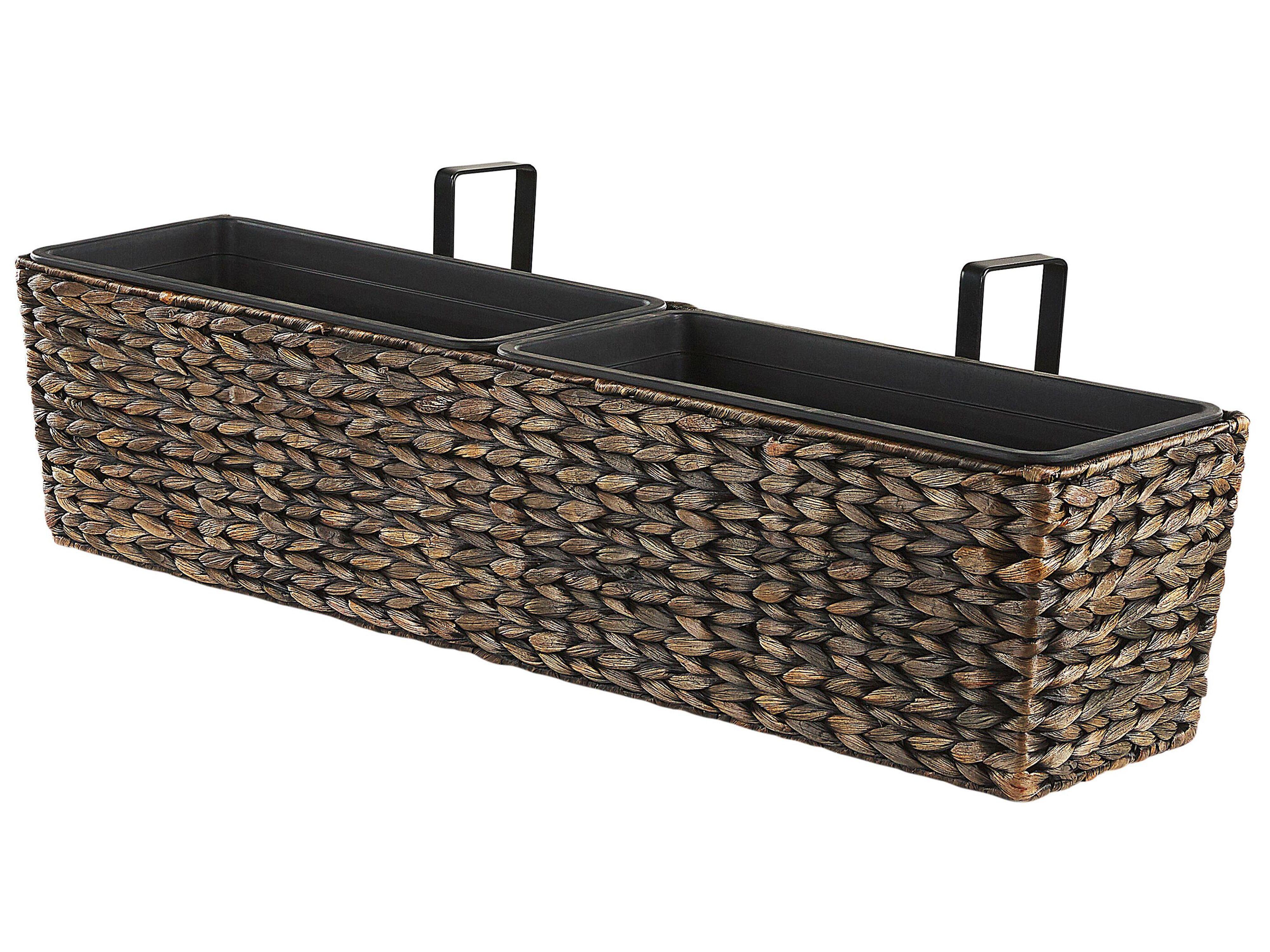 BLUMENTOPF braun rechteckig 80/20/18 cm Kawala - Braun, Naturmaterialien (20cm) - Beliani
