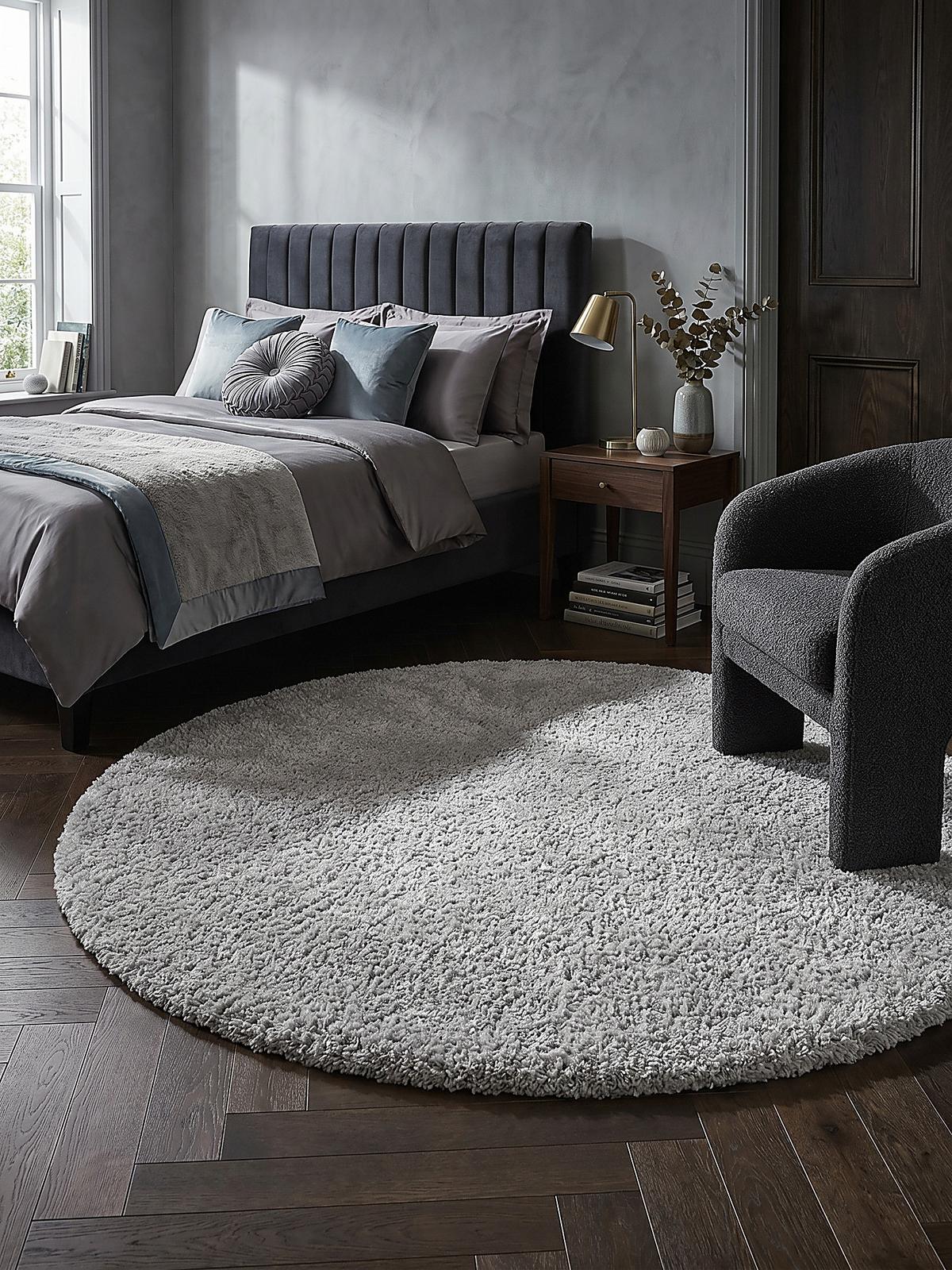 TEPPICH LYNE, einfarbig, Grau, Ø 133 cm - Grau, Textil (133/133cm) - KADIMA DESIGN