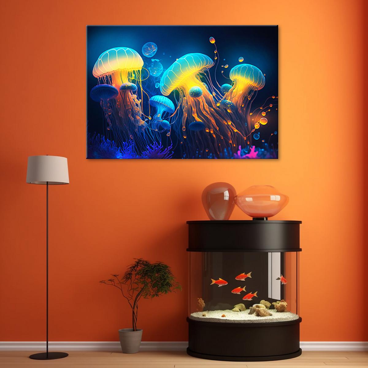 WANDBILD neon meer abstraktion - Multicolor, Textil (60/40cm) - Feeby