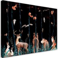 WANDBILD waldtiere hirschbär fuchs - Schwarz, Textil (60/40cm) - Feeby