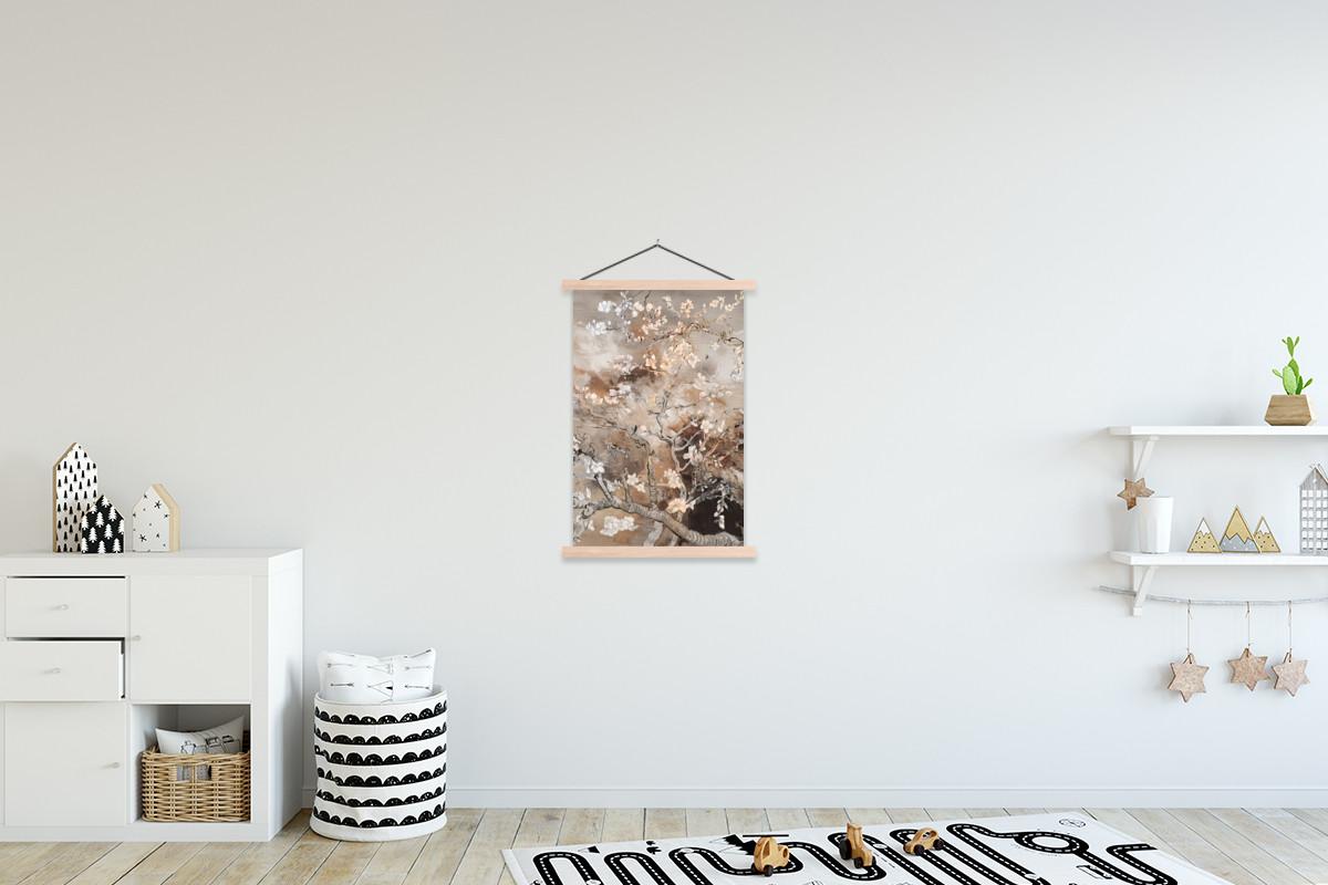 POSTER MIT MAGNETLEISTEN Mandelblüte - Kunst - Van Gogh - Beige - Abstrakt Wandbild Schlafzimmer 60x90 cm - Braun, Textil (60/90/0.15cm) - MuchoWow