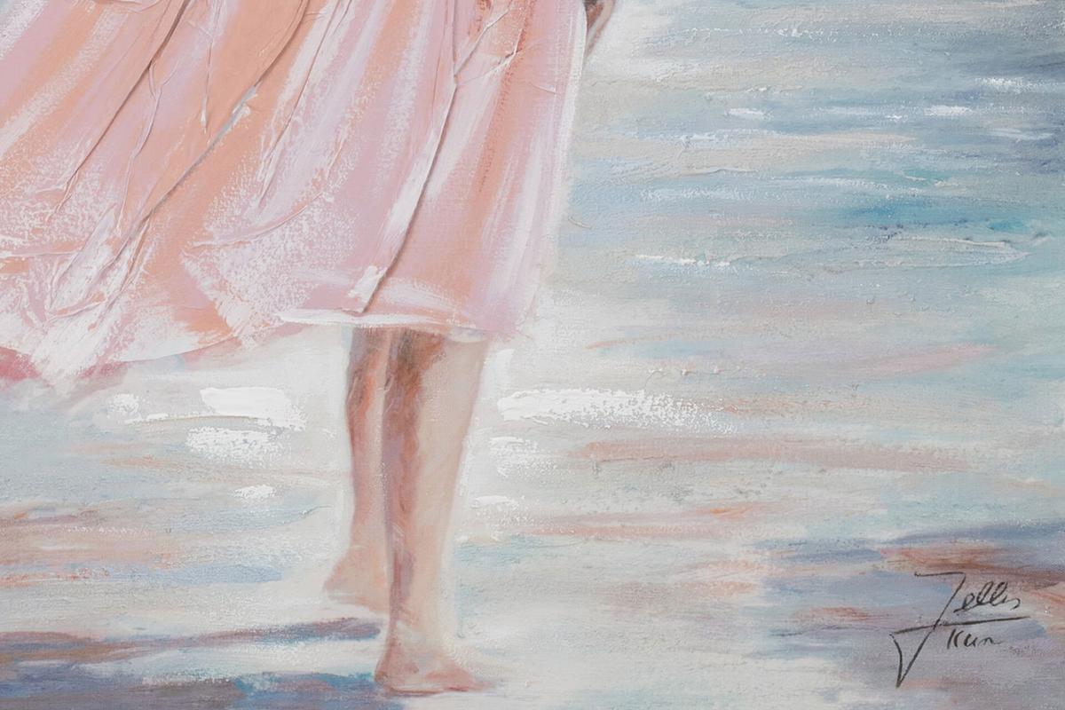 ACRYLBILD HANDGEMALT 60/90 cm - Blau/Pink, Holz/Textil (60/90cm) - KUNSTLOFT