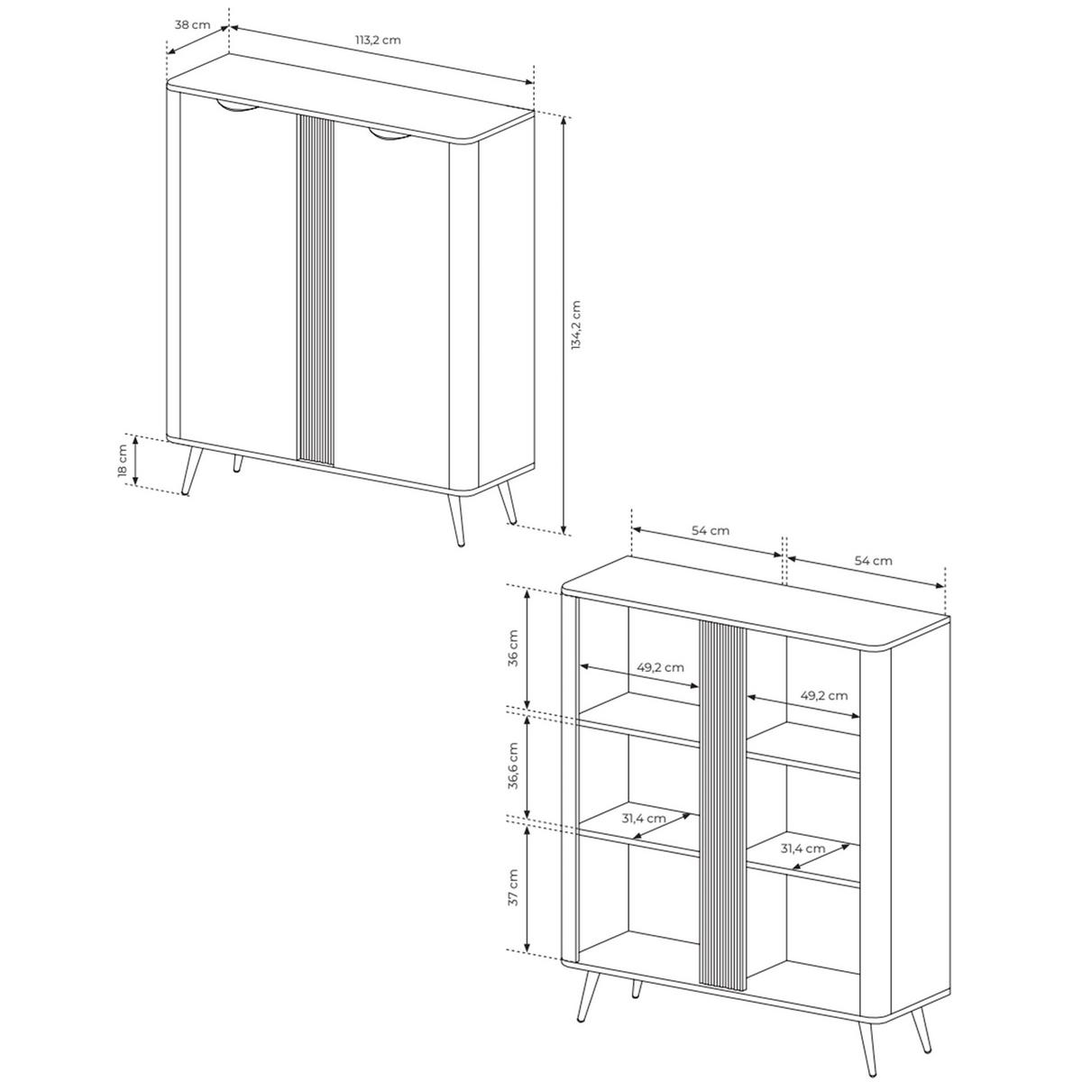 HIGHBOARD Veris Dunin-Eiche 113 cm - Dunkelbraun/Schwarz, Holzwerkstoff/Metall (113.2/134.2/38cm) - Selsey