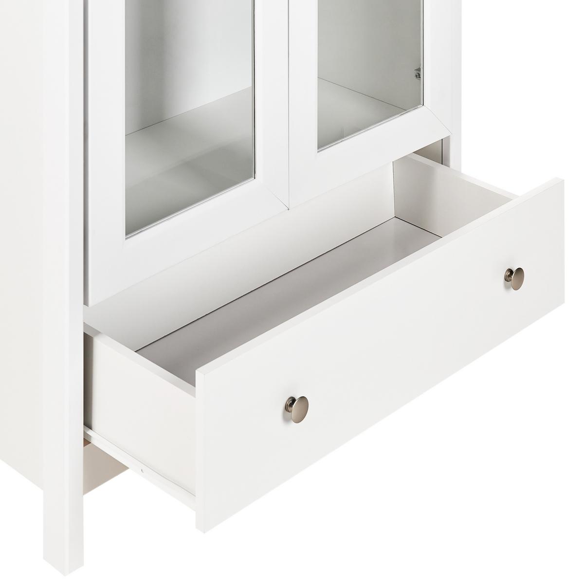 VITRINE mit Glastüren 80 cm Weiß Nornalup - Weiß, Holzwerkstoff (80/180/35cm) - Beliani