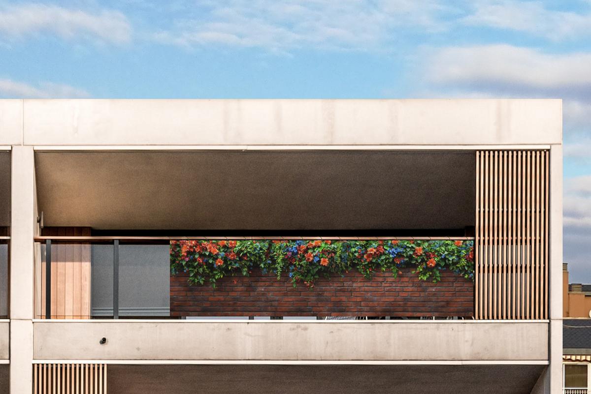 BALKON-SICHTSCHUTZ Blumen - Wand - Grün - Orange Deko XXL 500x120 cm - Rotbraun, Kunststoff (500/120cm) - MuchoWow