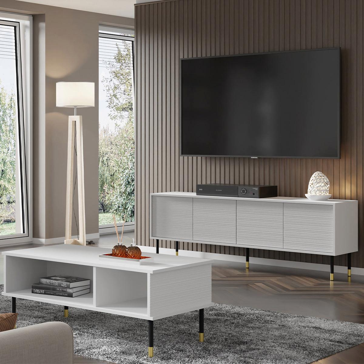 COUCHTISCH Rani Weiß - Weiß, Holzwerkstoff (55/110/45cm) - Petits-meubles