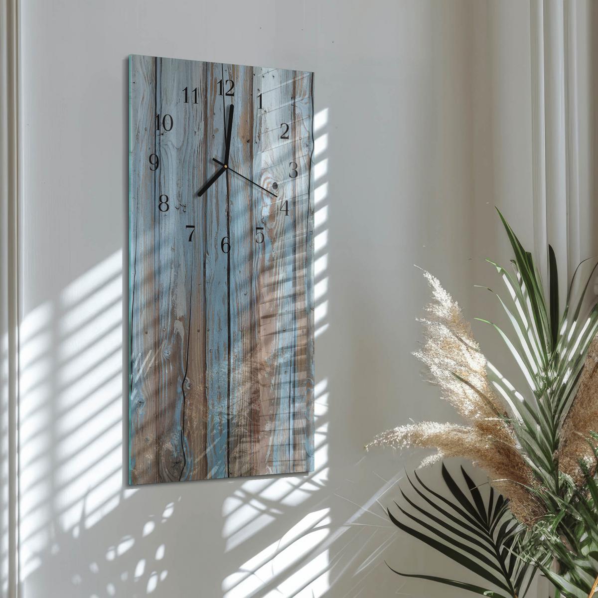 WANDUHR aus Glas 30x60 cm - Holz - Multicolor, Glas (30/60/0.4cm) - TULUP