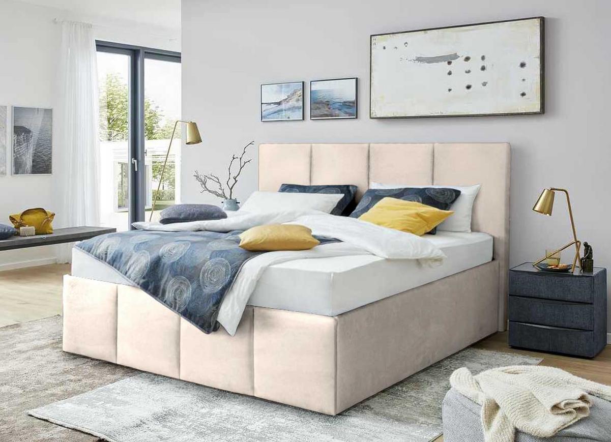 POLSTERBETT Dalas Beige 200 x 200 x 40 cm Bettkasten Mit hochwertiger Matratze H3 (bis 120 kg) und Lattenrost - Beige, Holz (200/200cm) - Halmon Schlafkomfort Betten 