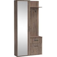 GARDEROBEN-SET Nex mit Spiegel, Haken & Stauraum – 97/195/30 cm – Trüffel Eiche - Trüffeleichefarben, Holzwerkstoff (97/195/30cm) - WFL GROUP