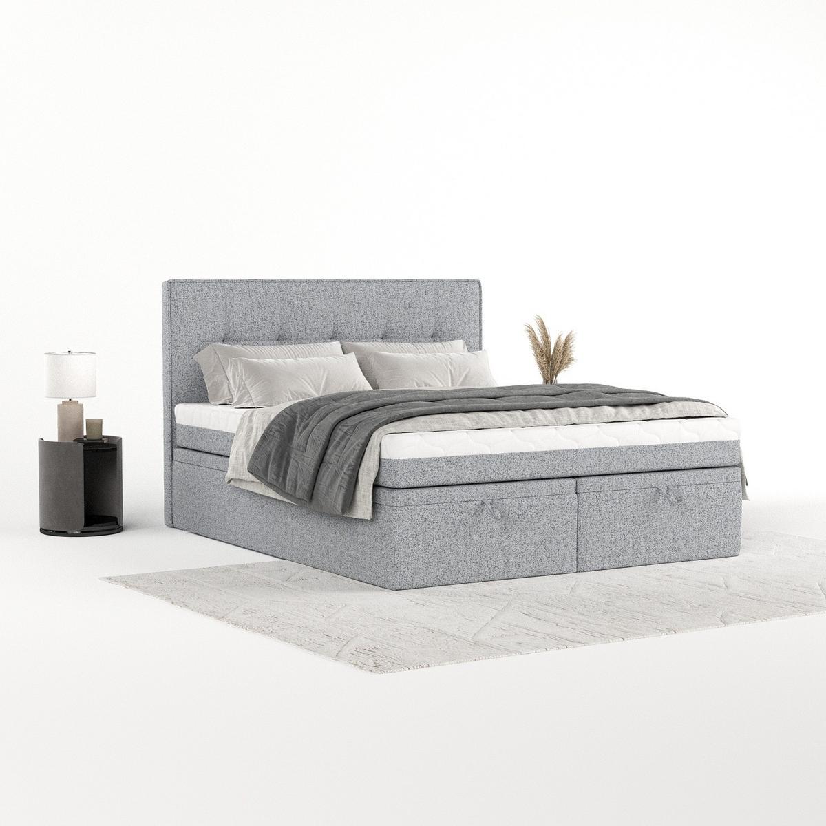 BOXBETT Arivo 200/200 cm Grau im Riva Stoff - Schwarz/Grau, Holz/Holzwerkstoff (200/200cm) - AltaBeds