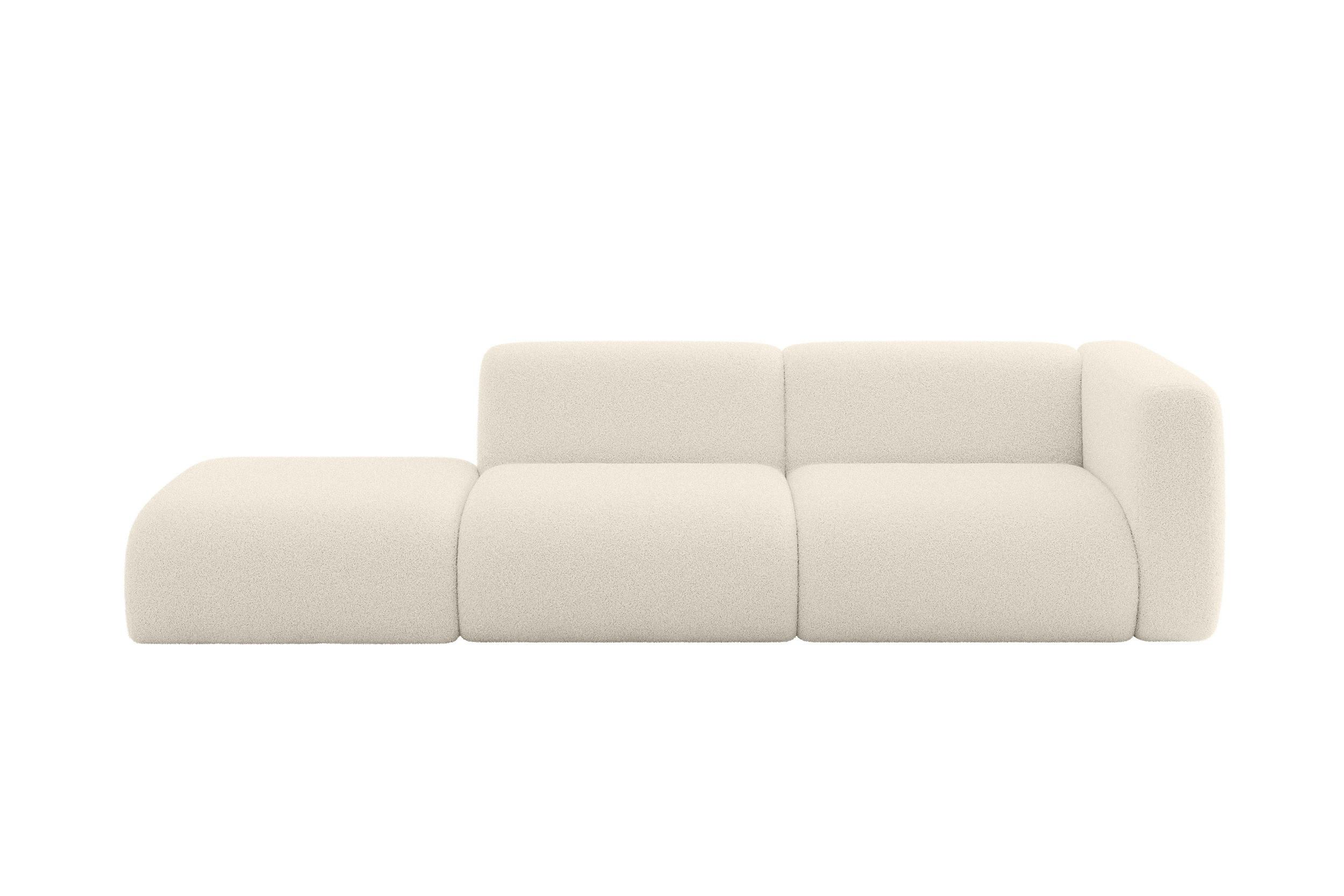 SOFA Ottomane Rechts MIRA-S3 296x89x70 Beige Bouclé - Kaschmir/Beige, Holzwerkstoff/Kunststoff (296/70/89cm) - ALTDECOR