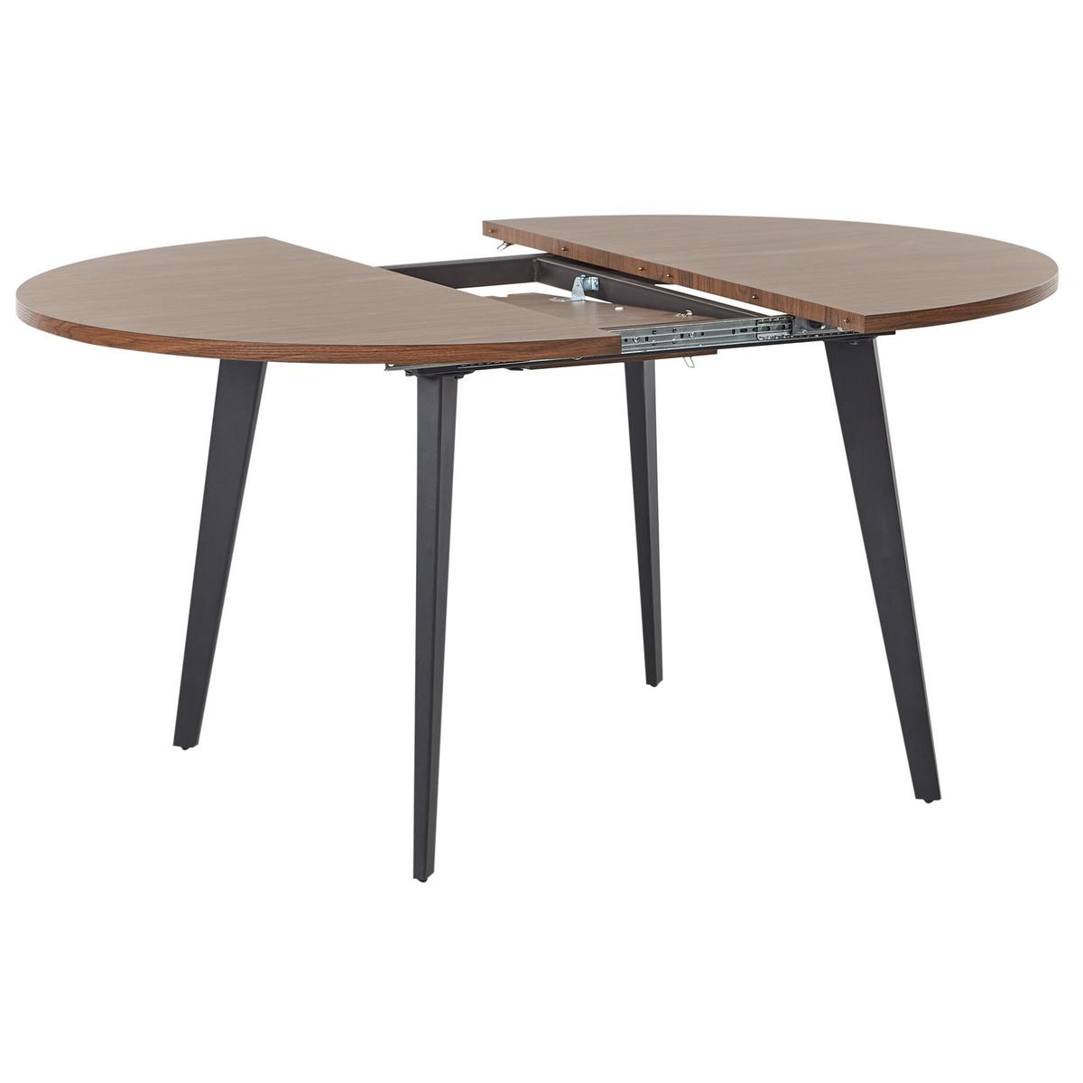 AUSZIEHBARER-ESSTISCH 120/150-120 cm Dunkler Holzfarbton/Schwarz Bovina - Dunkelbraun/Schwarz, Holzwerkstoff (120/120/75cm) - Beliani