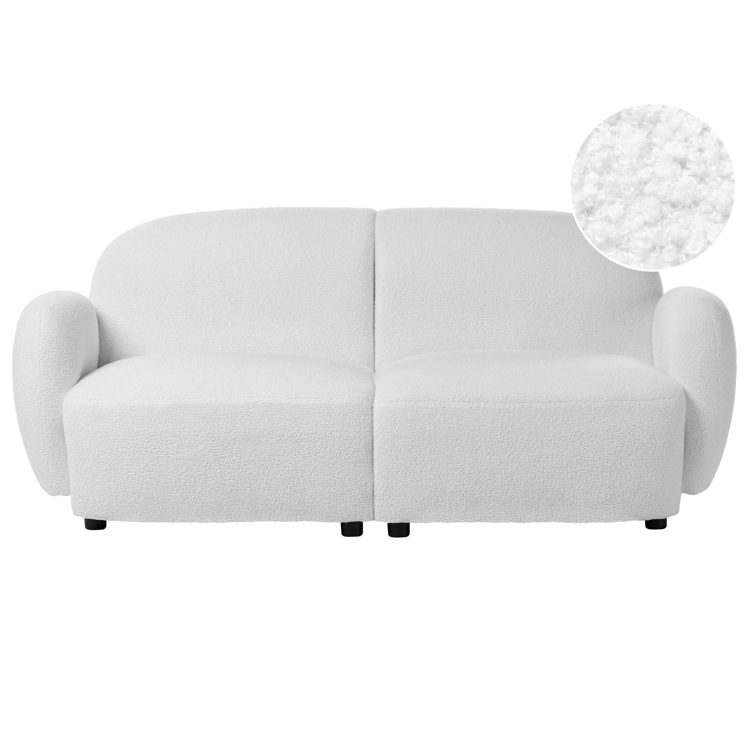 3-SITZER-SOFA Bouclé Weiß Jule - Schwarz/Weiß, Textil (183/77/82cm) - Beliani