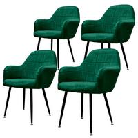 ESSZIMMERSTUHL 4er Set Dunkelgrün Samt - Schwarz/Grün, Textil/Metall (60/84/58cm) - ML-DESIGN