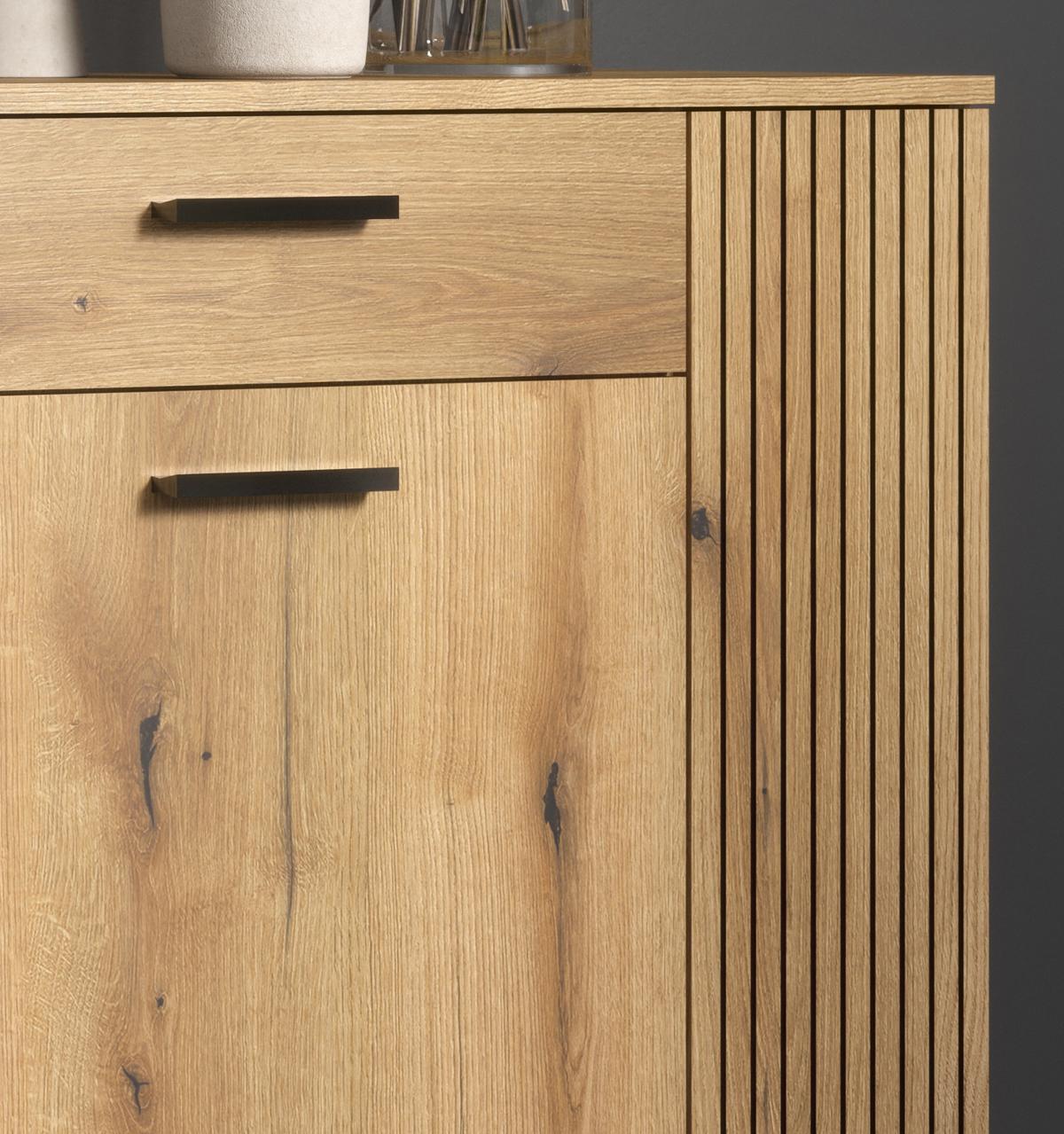 FLURKOMMODE Evoke Eiche 80 x 89 cm, Schuhschrank in modernem Stil - Eichefarben/Schwarz, Holzwerkstoff/Kunststoff (80/89/36cm) - Top.Furn