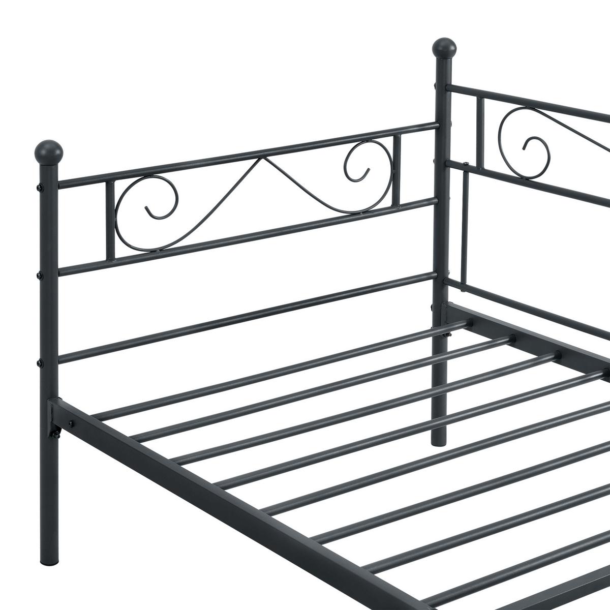 TAGESBETT Kerava - Schwarz, Metall (90/200cm) - [en.casa]