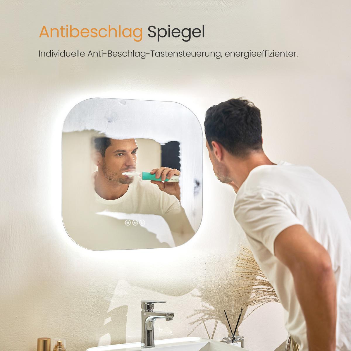 BADSPIEGEL mit Beleuchtung Quadratischer 60/60 cm - Transparent, Glas (60/60/2.5cm) - EMKE
